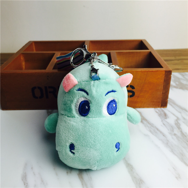 Cartoon rhino Keychain hanging bag green small plush jewelry ornaments1