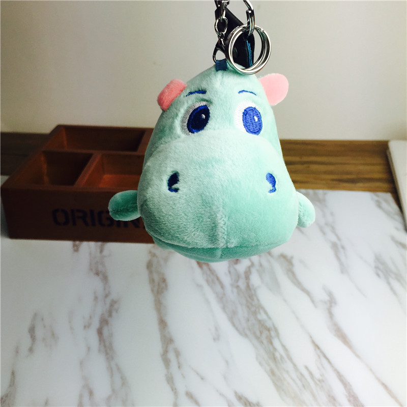 Cartoon rhino Keychain hanging bag green small plush jewelry ornaments4