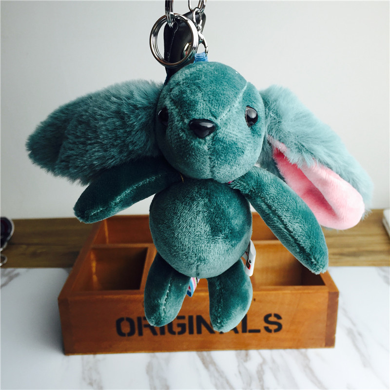 Cartoon rabbit Keychain hanging bag ornaments green small plush accessories4