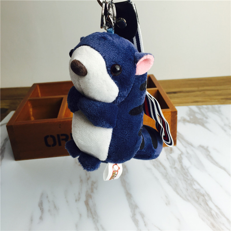 Cartoon long tail squirrel Keychain hanging bag Blue Plush small jewelry ornaments4