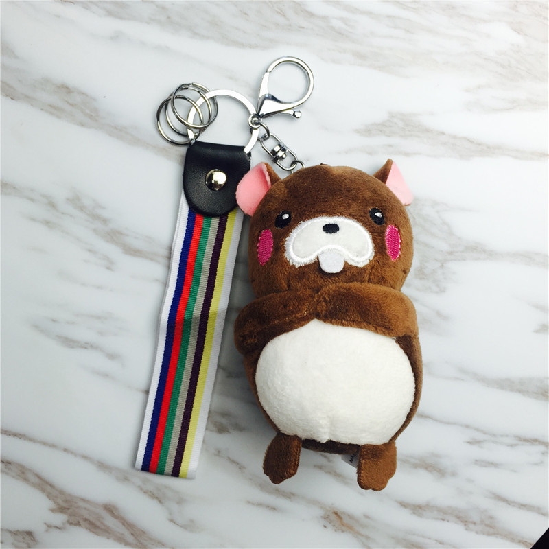 Cartoon rat Keychain hanging bag buckteeth chocolate small plush jewelry ornaments3