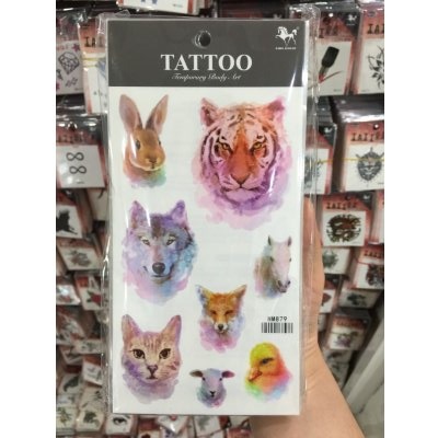 The latest watercolor tattooing sticker, tiger, tigers, duck, duck and wolf cat in 20162