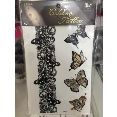 2016 the latest Black Lace metal tattoo paper butterfly chain3
