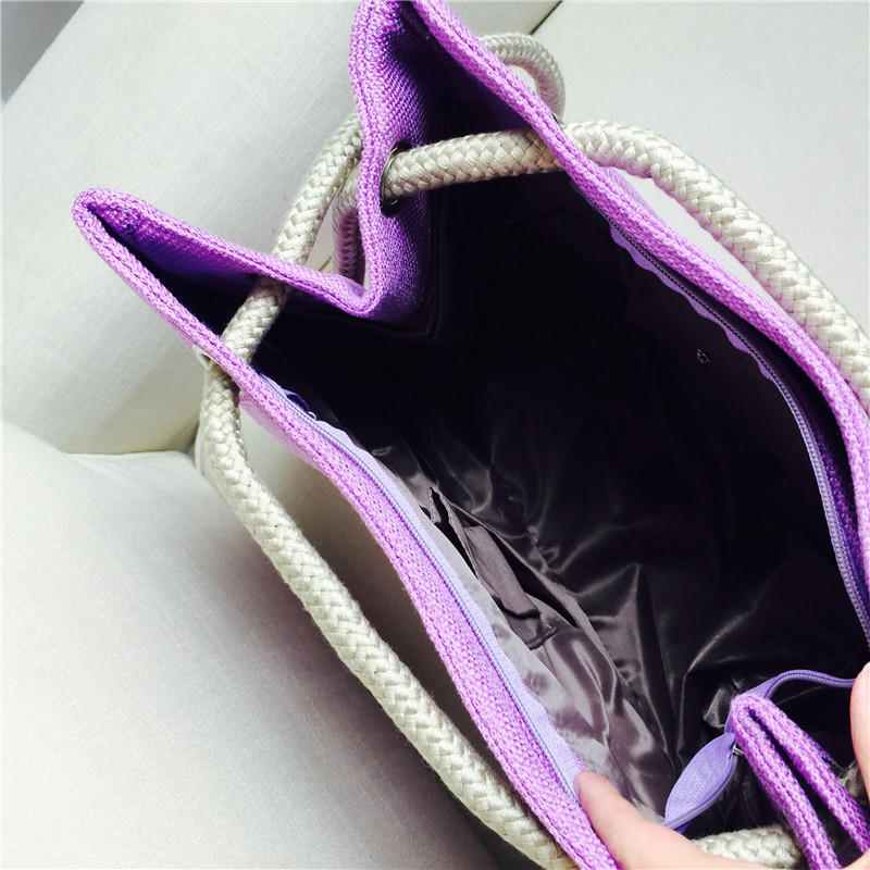 Summer cotton art RETRO Crossbody Bag with shoulder hand of purple canvas2