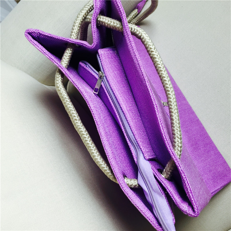 Summer cotton art RETRO Crossbody Bag with shoulder hand of purple canvas3