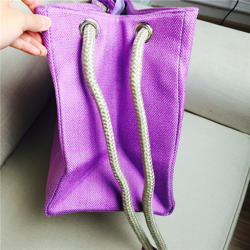 Summer cotton art RETRO Crossbody Bag with shoulder hand of purple canvas4
