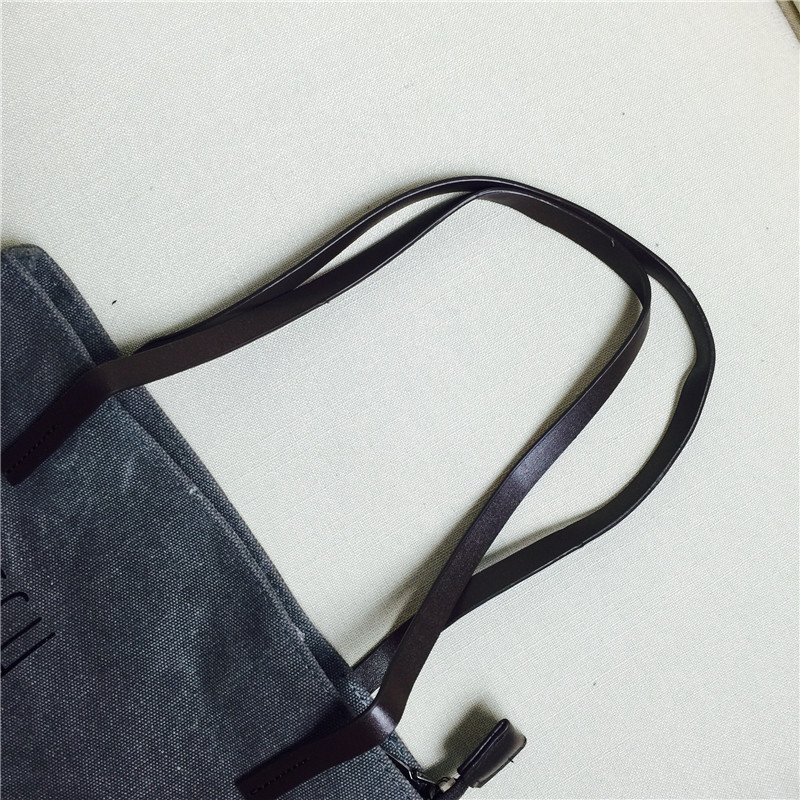 Leisure all-match letters Canvas Tote Handbag Shoulder Bag grey canvas shopping bag student4