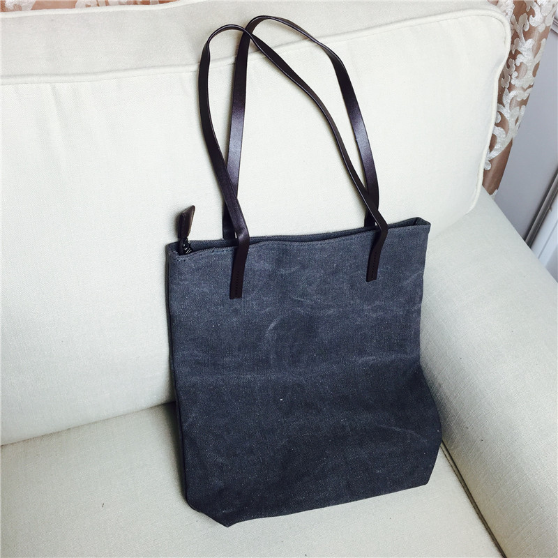 Leisure all-match letters Canvas Tote Handbag Shoulder Bag grey canvas shopping bag student5