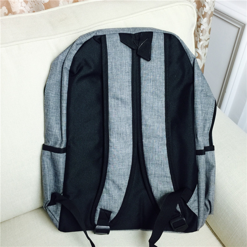 Brief double shoulder bag large capacity Travel Backpack college wind computer bag casual bag light grey canvas2