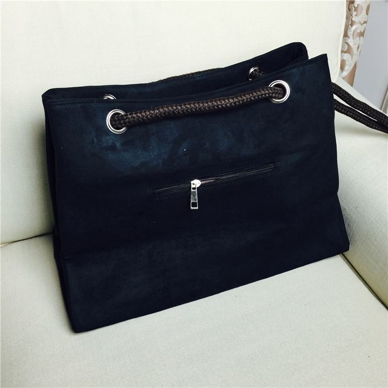 Fashion lady's flush cloth surface simple leisure large capacity Handbag Black Velvet cloth2
