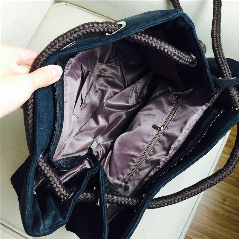 Fashion lady's flush cloth surface simple leisure large capacity Handbag Black Velvet cloth3