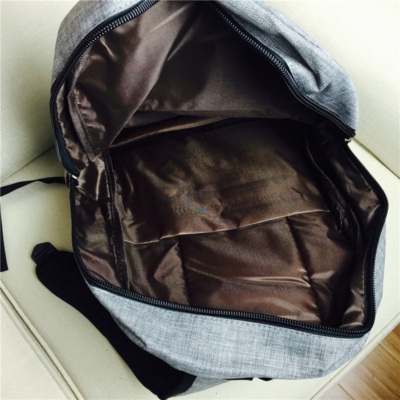 Brief double shoulder bag large capacity Travel Backpack college wind computer bag casual bag light grey canvas4
