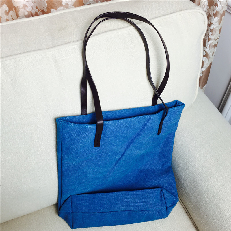 Leisure all-match letters Canvas Tote Handbag Shoulder Bag student blue canvas shopping bag2