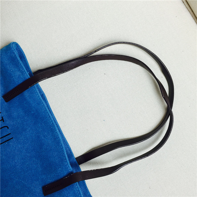 Leisure all-match letters Canvas Tote Handbag Shoulder Bag student blue canvas shopping bag5