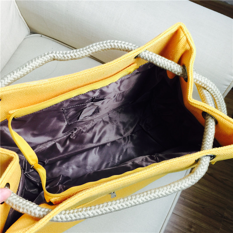Summer cotton art RETRO Crossbody Bag with shoulder hand of yellow canvas3