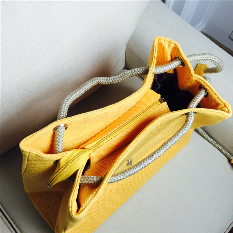 Summer cotton art RETRO Crossbody Bag with shoulder hand of yellow canvas4