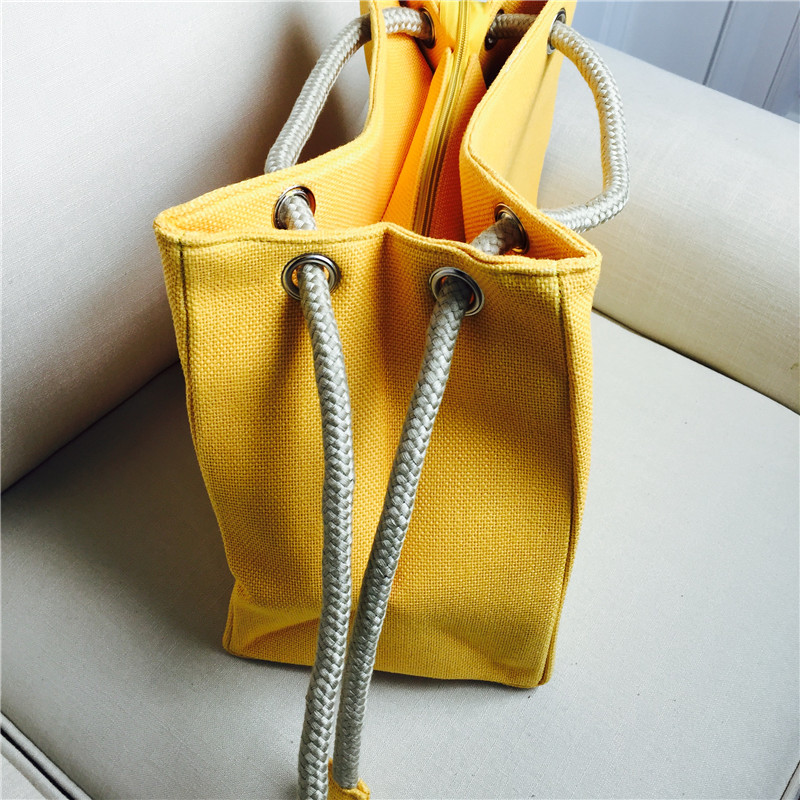 Summer cotton art RETRO Crossbody Bag with shoulder hand of yellow canvas5
