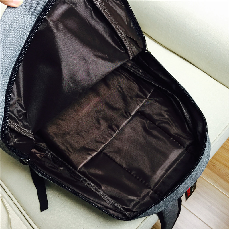 Brief double shoulder bag large capacity Travel Backpack college wind computer bag casual bag light grey canvas5