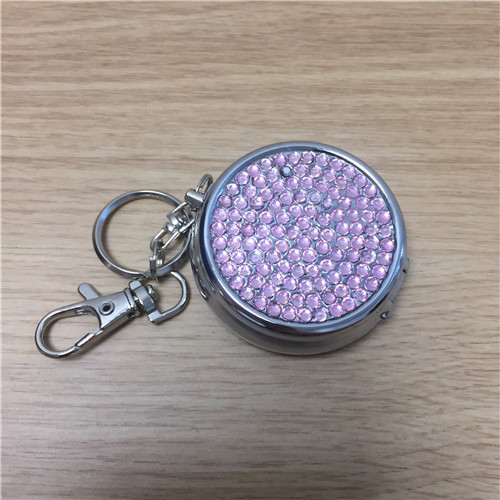 Pink paste drill round stainless steel portable Keychain Mini Mini ashtray2