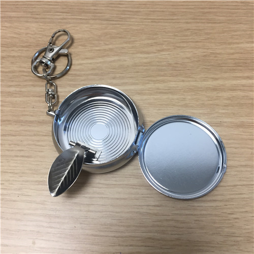 Blue and white stickers drill round stainless steel portable Keychain Mini Mini ashtray3