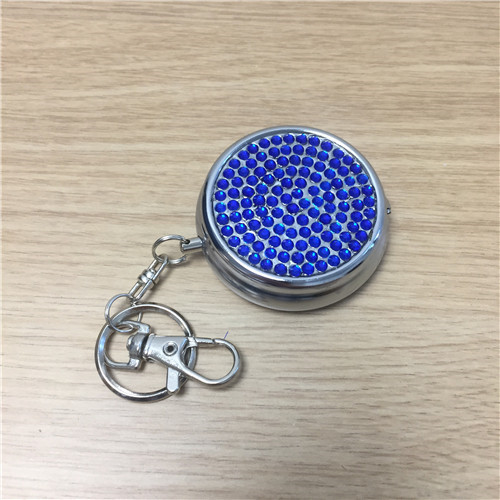 Blue stick drill round stainless steel portable Keychain Mini Mini ashtray2