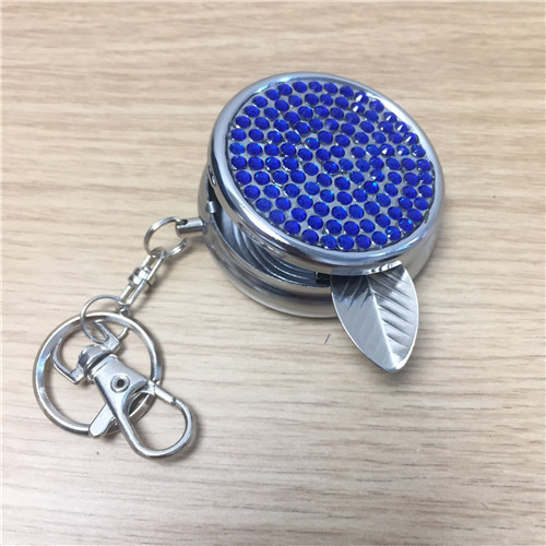 Blue stick drill round stainless steel portable Keychain Mini Mini ashtray3