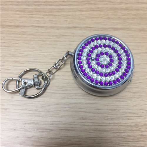 Purple and white stickers drill round stainless steel portable Keychain Mini Mini ashtray2