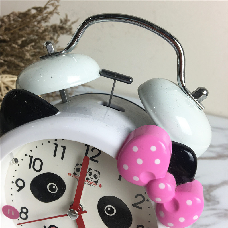 Panda round cartoon creative bell alarm (white)2