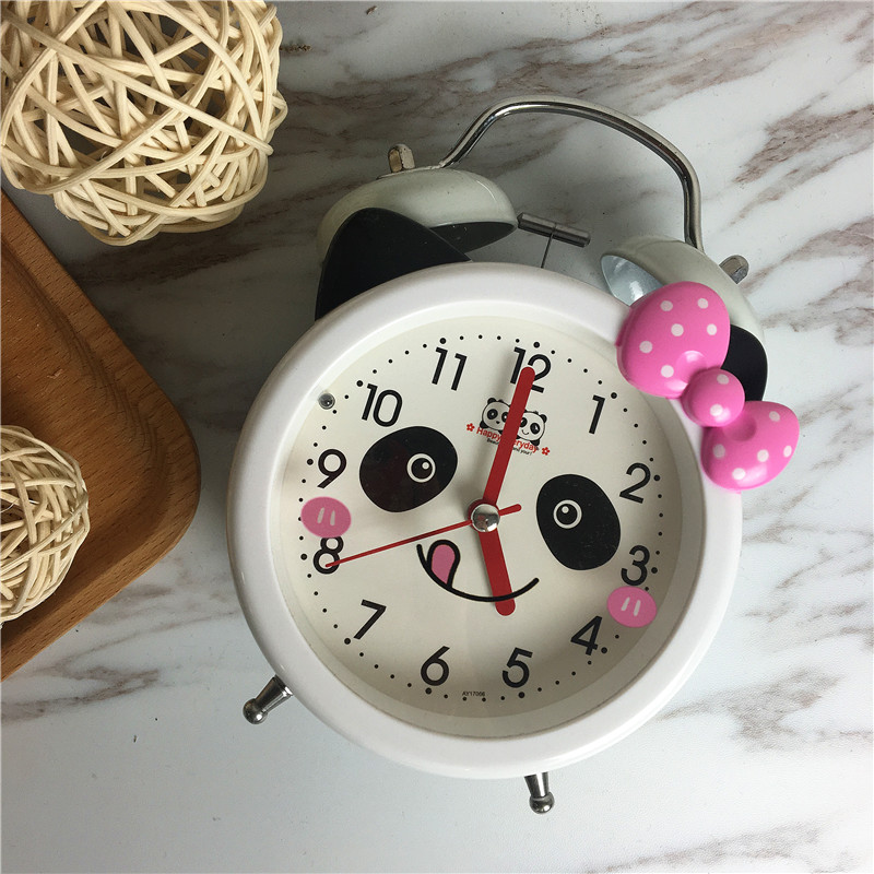 Panda round cartoon creative bell alarm (white)3