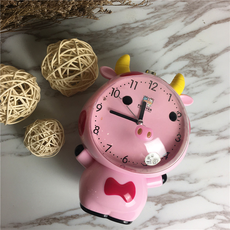 Cute cartoon bull voice alarm clock (pink)3