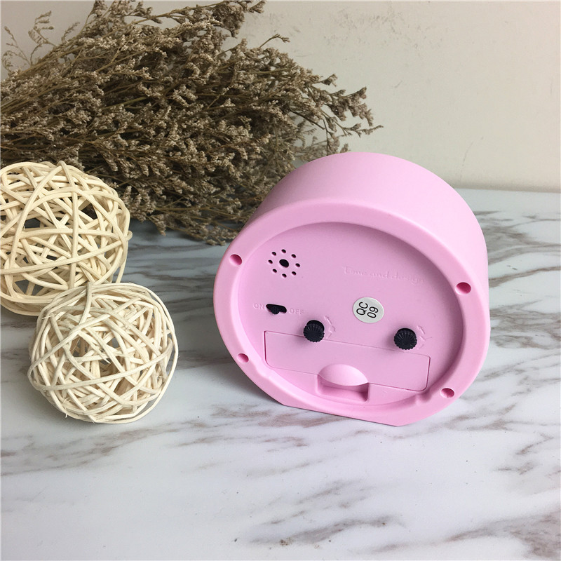 Round cute cartoon lazy alarm clock (pink)2