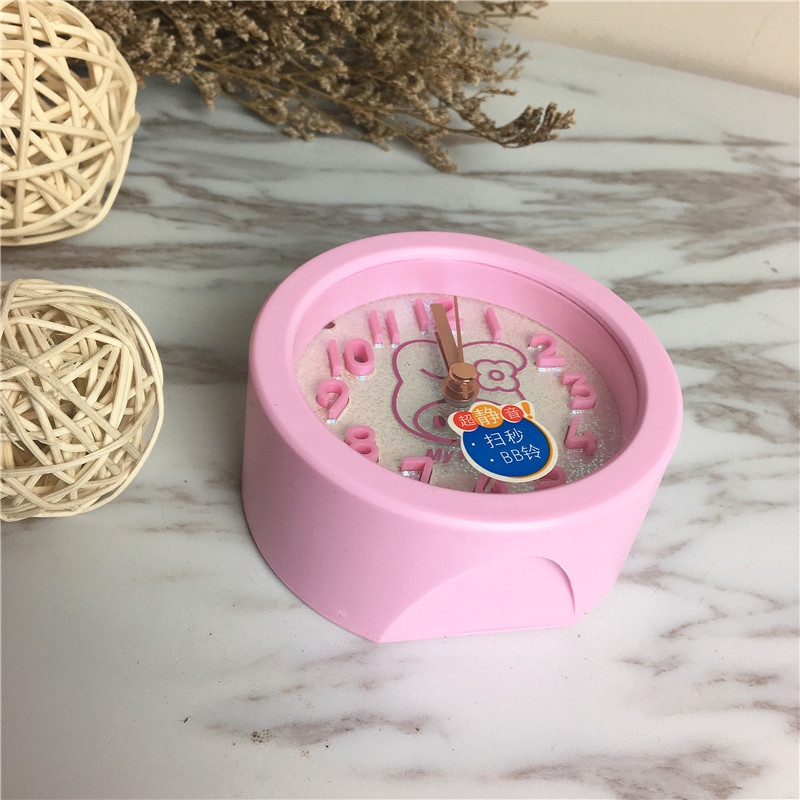 Round cute cartoon lazy alarm clock (pink)3