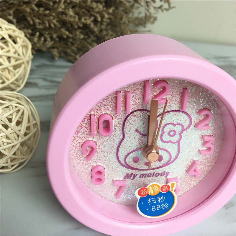 Round cute cartoon lazy alarm clock (pink)4
