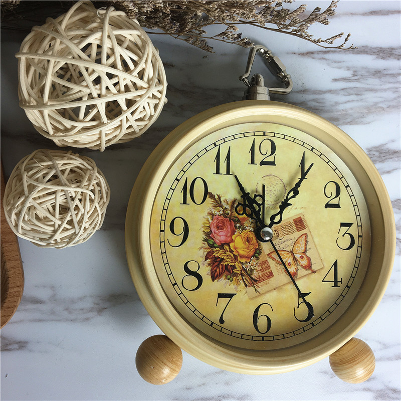 Wooden pattern creative idyllic alarm clock (Butterfly)3