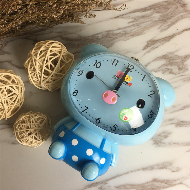 Cute cartoon pig voice alarm clock (blue)3