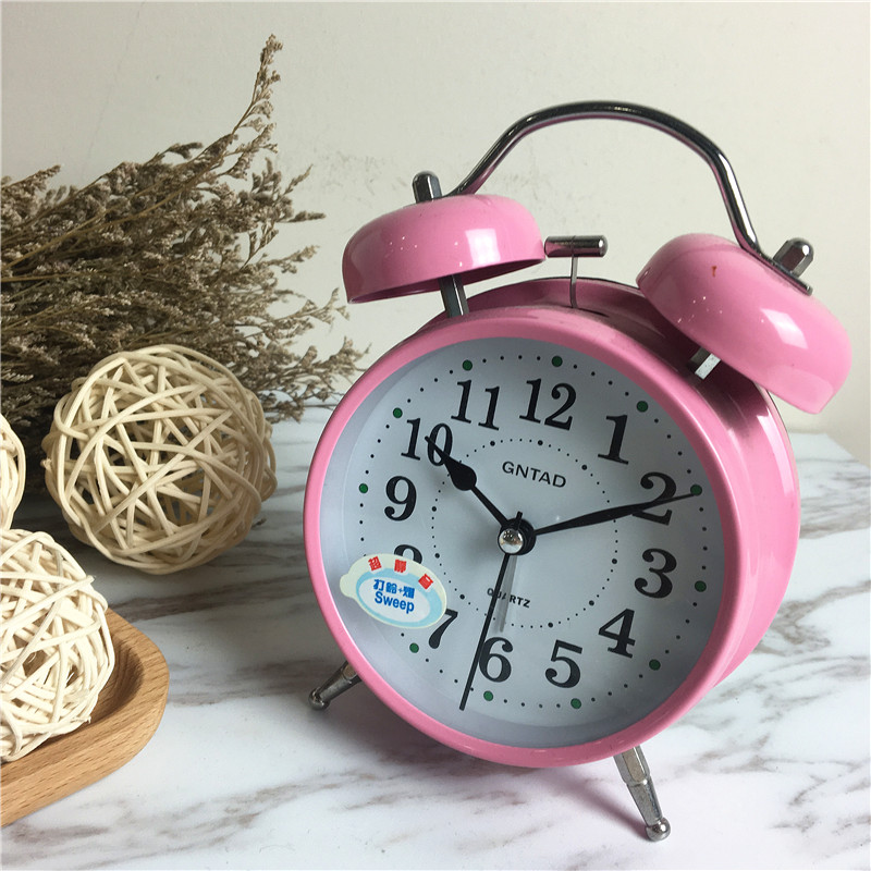 Simple creative round bell alarm (pink)1