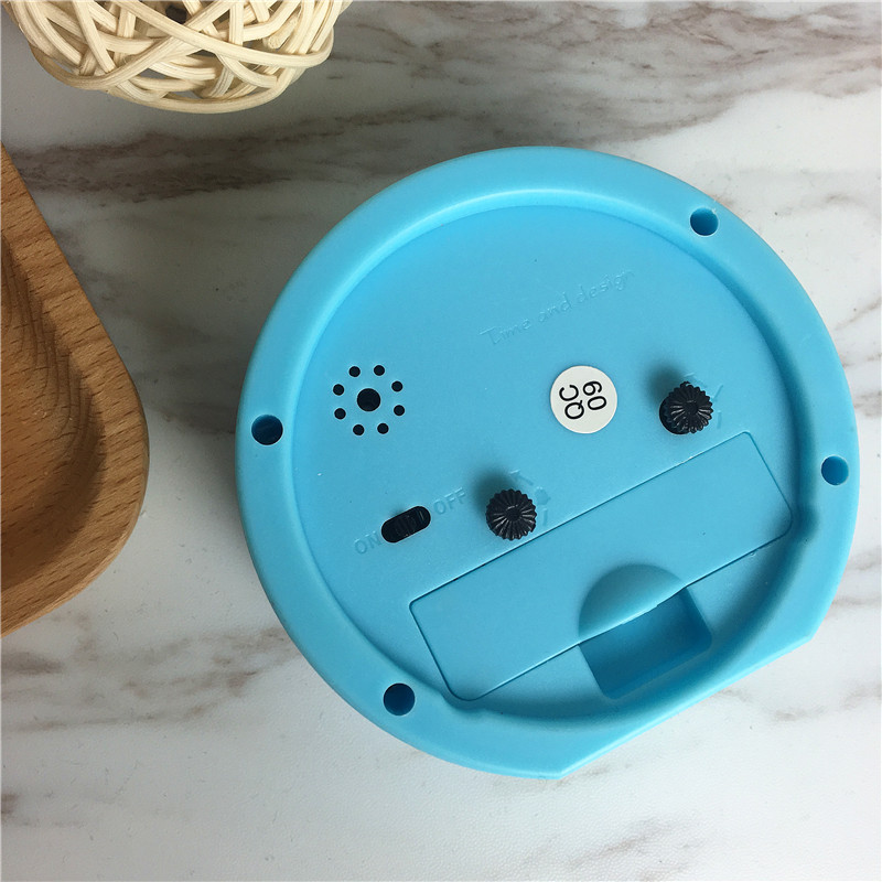 Round cute cartoon lazy alarm clock (blue)2