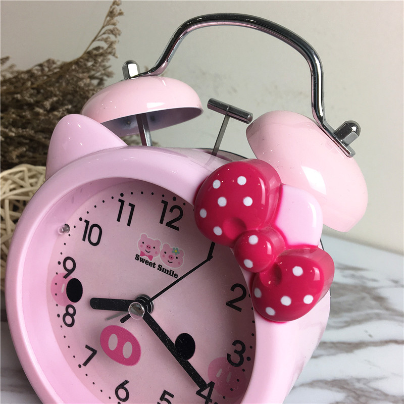 KT round cartoon creative bell alarm (pink)2