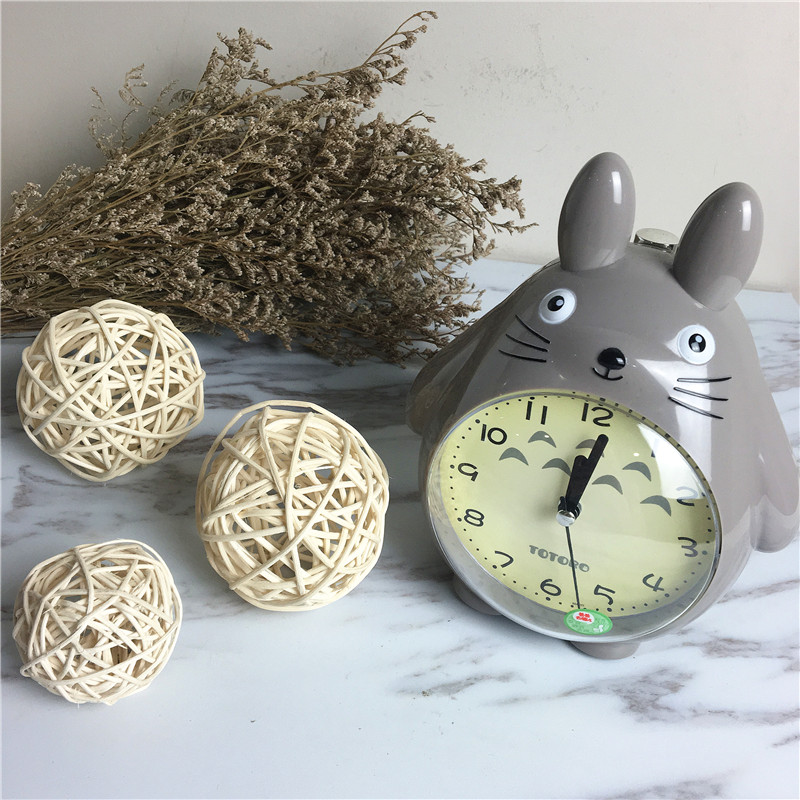 Totoro cartoon bedside clock creative clock (gray)1