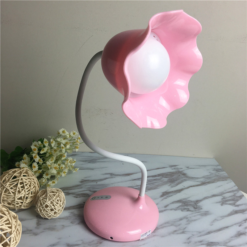 Led flower shape charging eye learning desk lamp (pink)1
