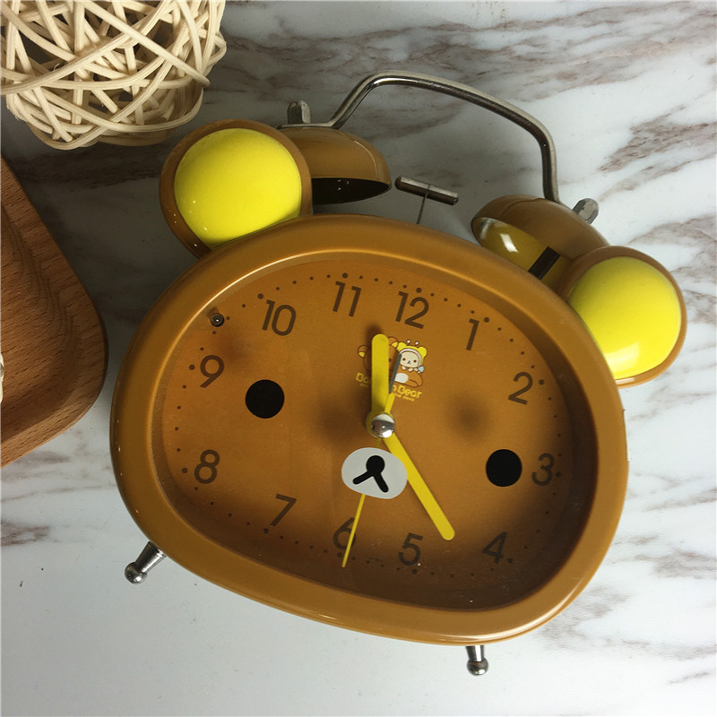 Bear cartoon creative square bell alarm (yellow)3
