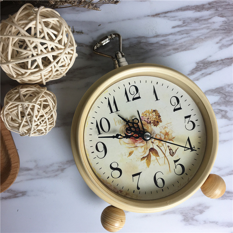 Wooden pattern creative idyllic alarm clock (flower bouquet)3