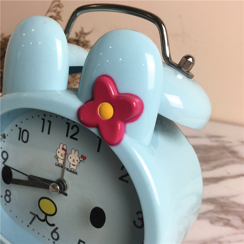 The little rabbit cartoon creative bell alarm (blue)2