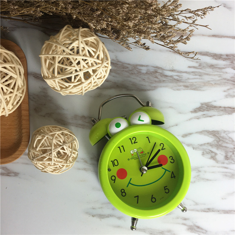 Bedside clock alarm clock frog cartoon creative (green)3