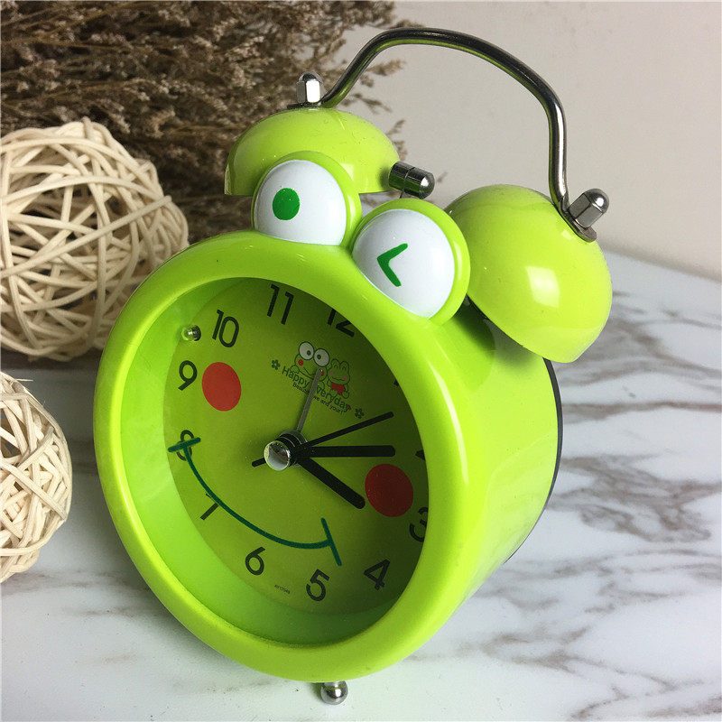 Bedside clock alarm clock frog cartoon creative (green)4