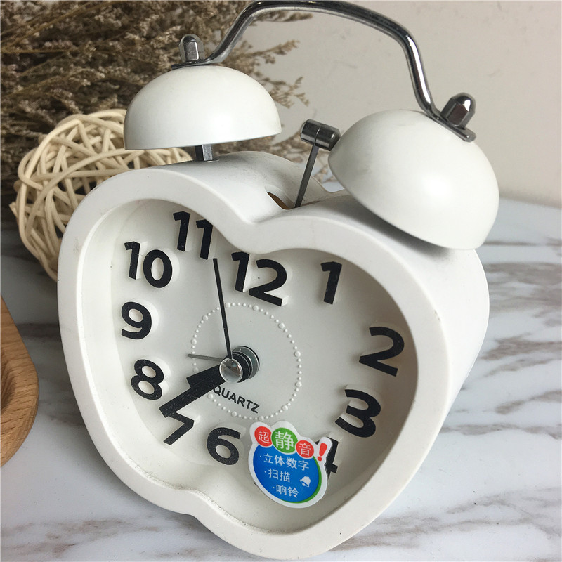 Simple creative apple shaped bell alarm (white)4