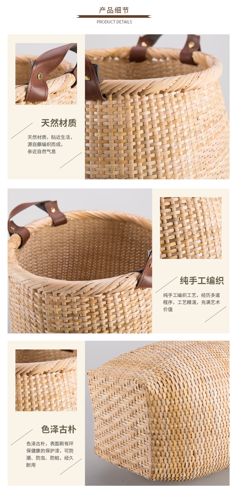 Simple fashion woven rattan rattan basket floral arrangement4