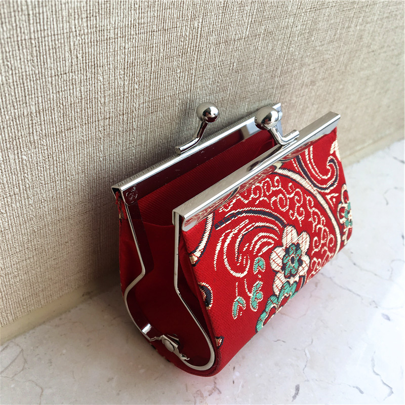 Silk small purse creative open purse (red)3