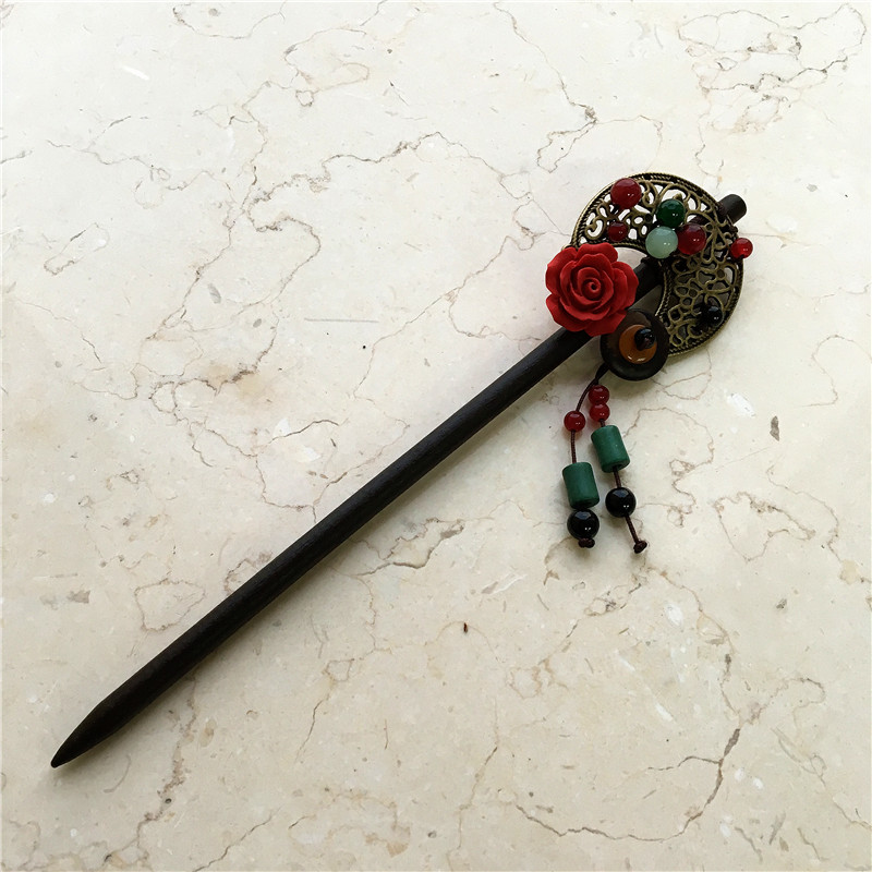 Folk style wooden hairpins1