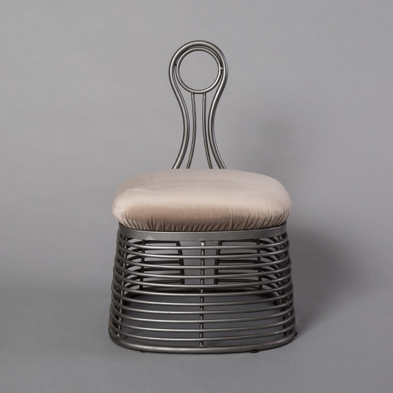 Antique grey suede chair1